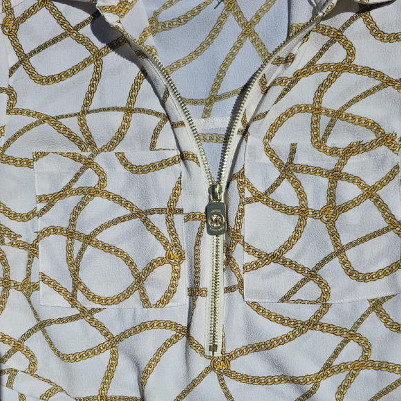 Michael Kors Women's White and Gold Chain Blouse - Picture 3 of 5